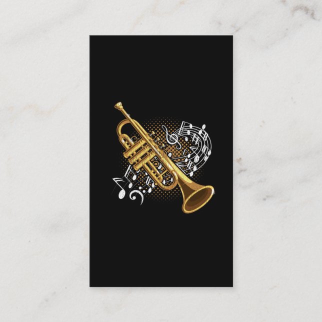 Trumpet Player Musical Notes Jazz Music Art Visitenkarte (Vorderseite)