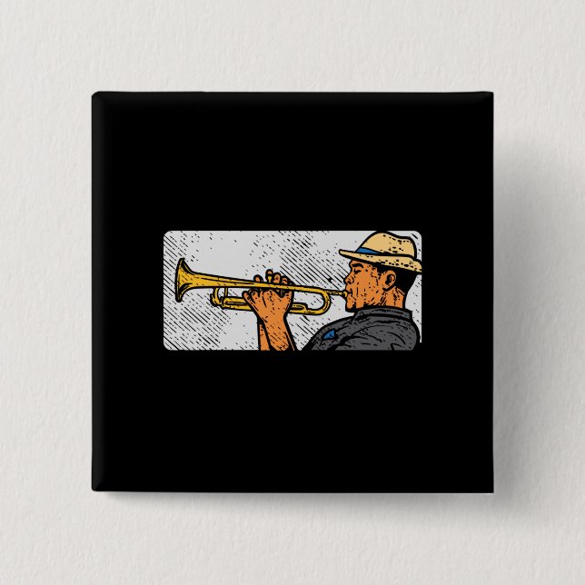 Trumpet Player Retro Trumpet Jazzmusik Button (Vorderseite)