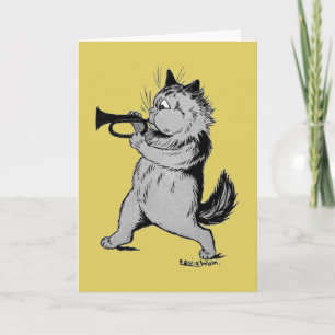 Trumpet Player (Trumpeter) Katze, Louis Wain Karte