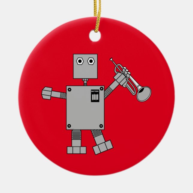 Trumpet Robot Keramik Ornament (Vorne)