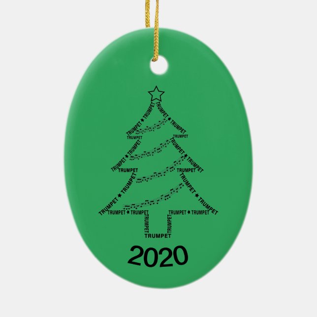 Trumpet Text Weihnachtsbaum Keramik Ornament (Hinten)