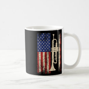 Trumpet USA American Flag Shirt Jazz Music Vintag Kaffeetasse
