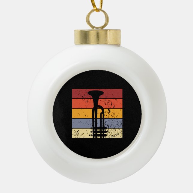 Trumpet Vintag Keramik Kugel-Ornament (Vorderseite)