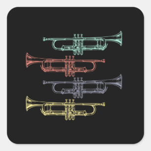 Trumpet Vintag Quadratischer Aufkleber