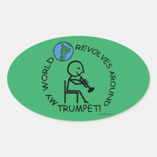 Trumpet - Weltumdrehungen um Oval-Sticker Ovaler Aufkleber