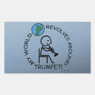Trumpet - World Revolves rund um die rechteckige S Rechteckiger Aufkleber