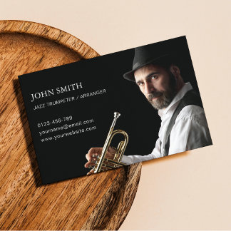 Trumpeter Custom Foto Modernes Black Visitenkarte