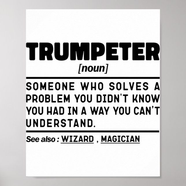Trumpeter Noun Definition Trumpet Player Birthday  Poster (Vorne)