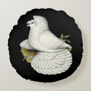 Trumpeter Pigeon White Rundes Kissen