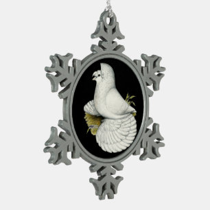 Trumpeter Pigeon White Schneeflocken Zinn-Ornament