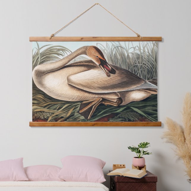 Trumpeter Swan von John James Audubon Wandteppich Mit Holzrahmen (Schlafzimmer)