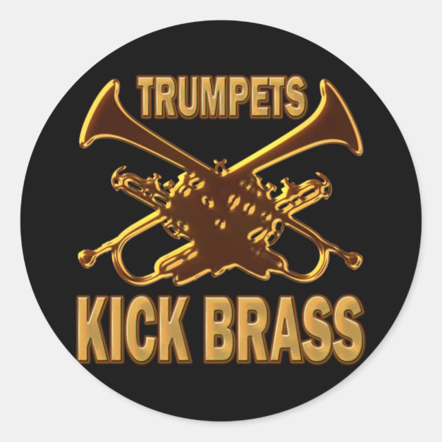 TRUMPETS KICK BRASS RUNDER AUFKLEBER (Vorderseite)