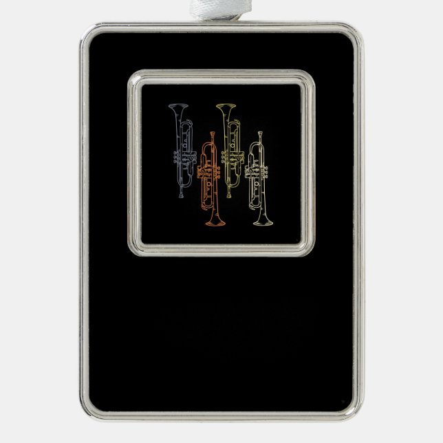 Trumpets Vintag Rahmen-Ornament Silber (Vorderseite)