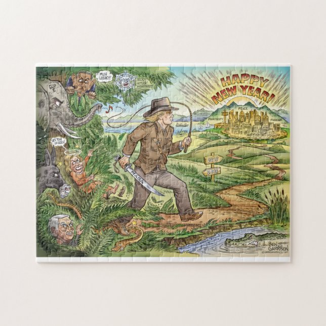 Trumpf-neues Jahr-Ben-Garnison-Cartoon-Puzzlespiel Puzzle (Horizontal)
