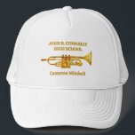 Trumpf Player High School Band Gold Personalisiert Truckerkappe<br><div class="desc">Diese moderne,  maßgeschneiderte High School Marching Band,  die den Student- und Bandnamen unter dem Trompet-Instrument zeigt. Individuell für Symphonic-,  Windensemble- oder Konzertkapelle-Mitglieder oder deren Regisseur für ein großartiges Abschluss-Sake-Geschenk.</div>
