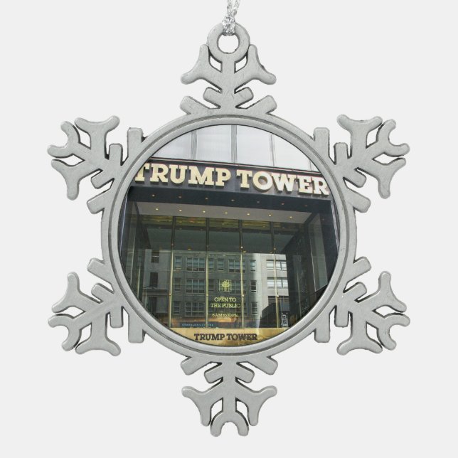 Trumpf-Turm Schneeflocken Zinn-Ornament (Vorderseite)
