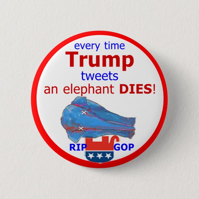 Trumpf tweetet u. ein Elefant-Würfel Button (Vorderseite)
