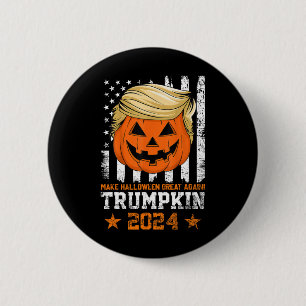 Trumpkin 2025 Amerikanische Flagge Macht Halloween Button
