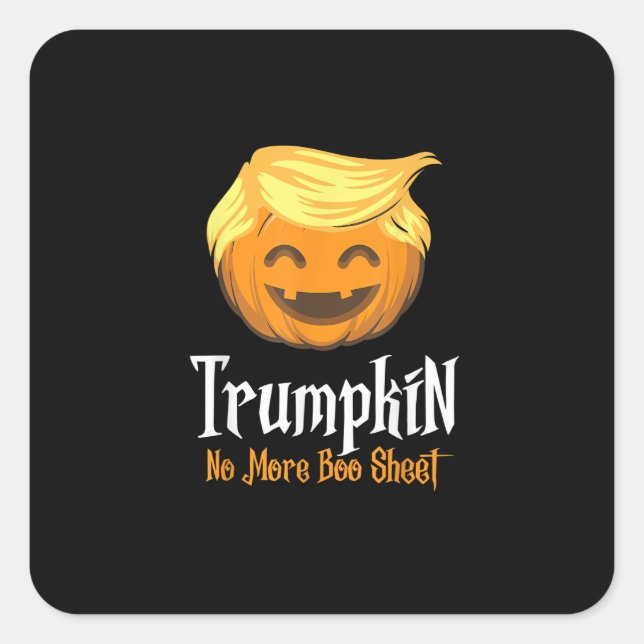 Trumpkin Boo Sheet Funny Halloween Quadratischer Aufkleber (Vorderseite)