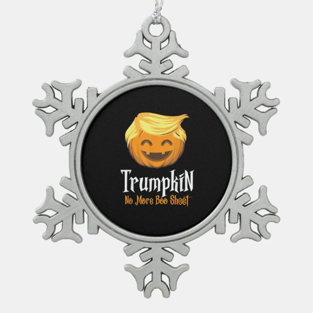 Trumpkin Boo Sheet Funny Halloween Schneeflocken Zinn-Ornament (Vorderseite)