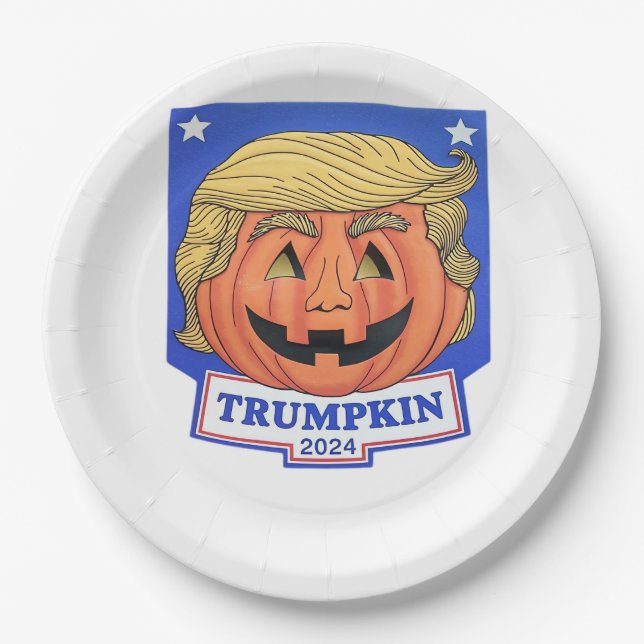 Trumpkin Classic - Funny Halloween Zitat Pappteller (Vorderseite)