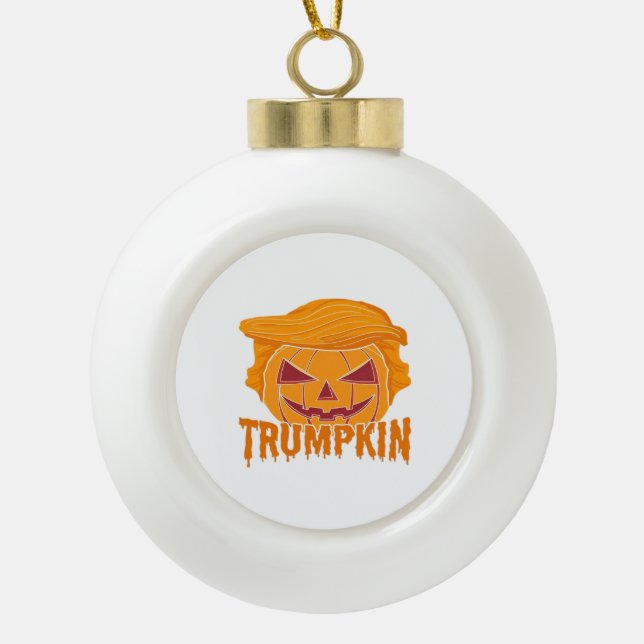 Trumpkin Classic - Pumpkin President Style Keramik Kugel-Ornament (Vorderseite)