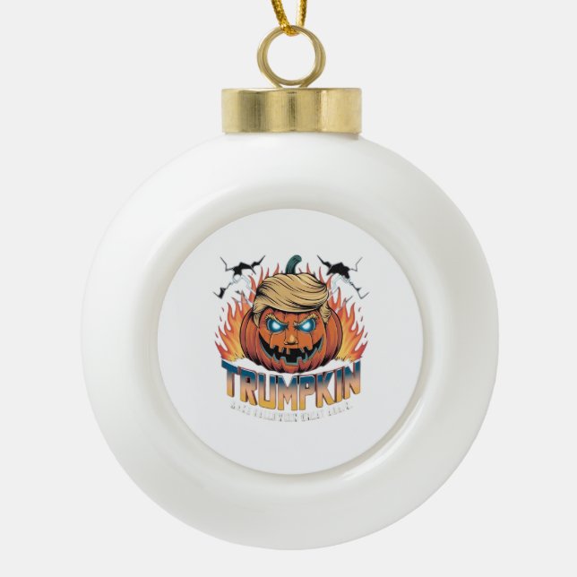 Trumpkin Classic - Spooky Pumpkin Design Keramik Kugel-Ornament (Vorderseite)