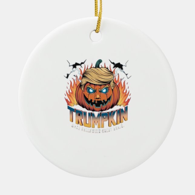 Trumpkin Classic - Spooky Pumpkin Design Keramik Ornament (Vorne)