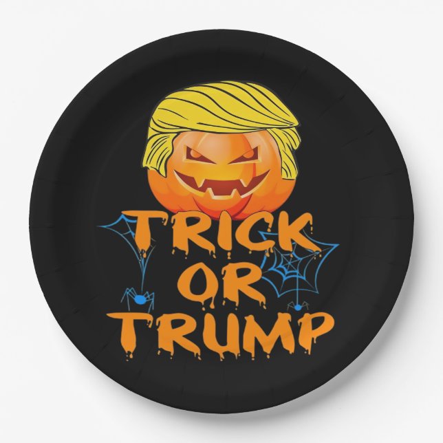 Trumpkin Funny Design zu Halloween Pappteller (Vorderseite)