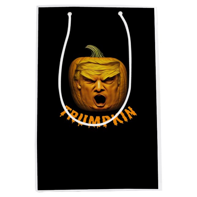 Trumpkin - Funny Donald Pumpkin Halloween Classic Mittlere Geschenktüte (Vorderseite)