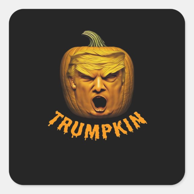 Trumpkin - Funny Donald Pumpkin Halloween Classic Quadratischer Aufkleber (Vorderseite)