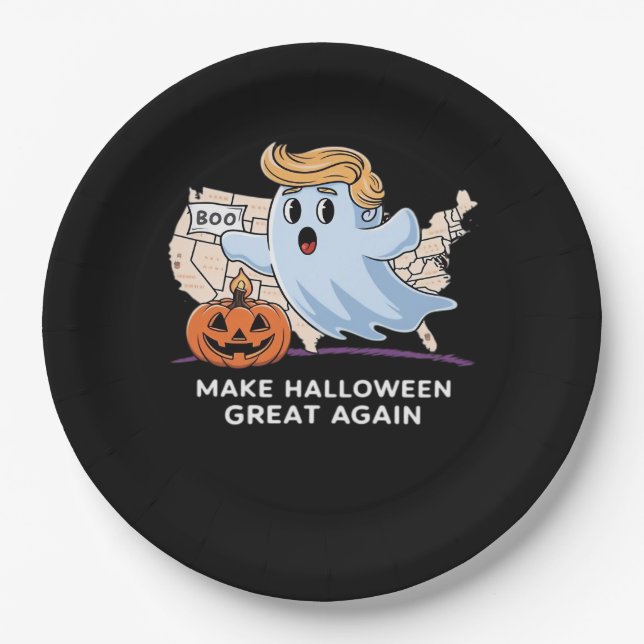 Trumpkin Funny Halloween Boo - Make Halloween Grea Pappteller (Vorderseite)