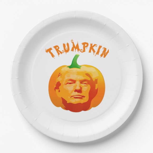 Trumpkin Funny Halloween Costume - Retro MAGA Styl Pappteller (Vorderseite)
