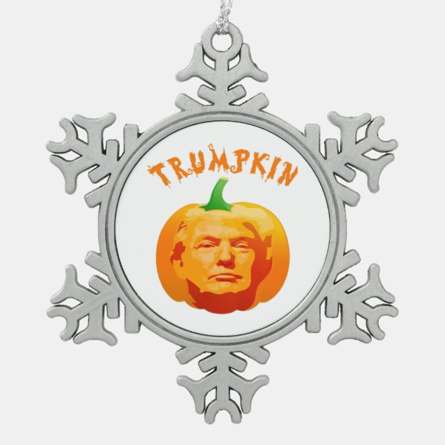 Trumpkin Funny Halloween Costume - Retro MAGA Styl Schneeflocken Zinn-Ornament (Vorderseite)