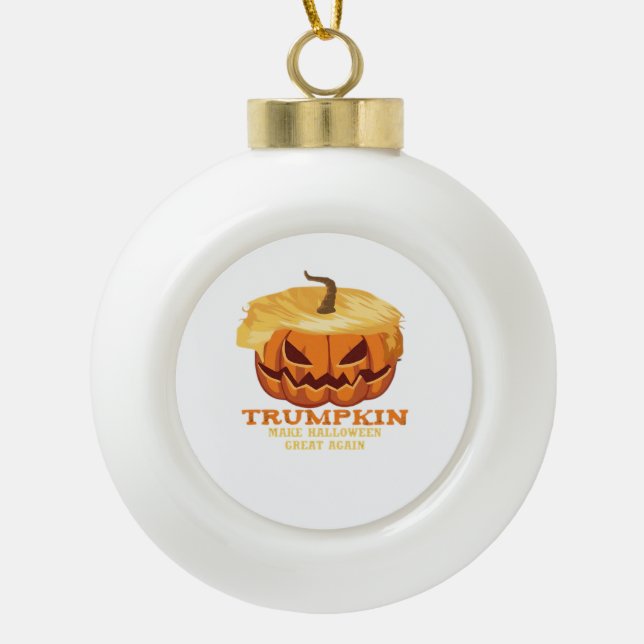 Trumpkin Funny Halloween Pumpkin - Klassisches Kos Keramik Kugel-Ornament (Vorderseite)