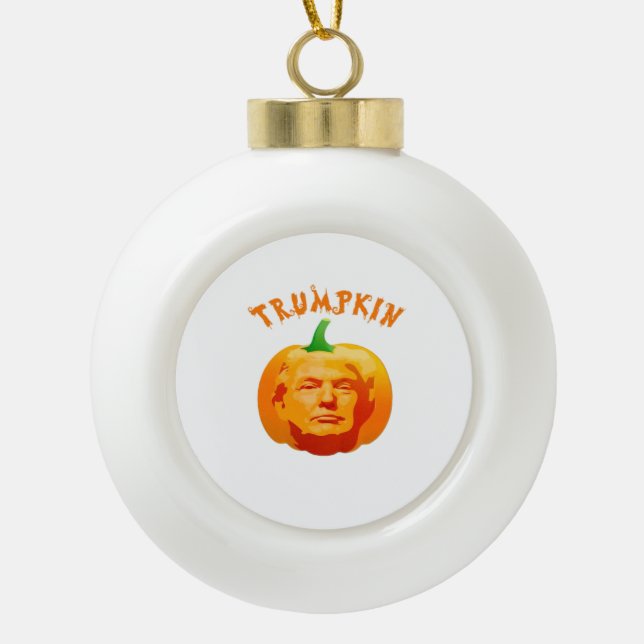 Trumpkin Funny Halloween - Spooky Parody Edition Keramik Kugel-Ornament (Vorderseite)