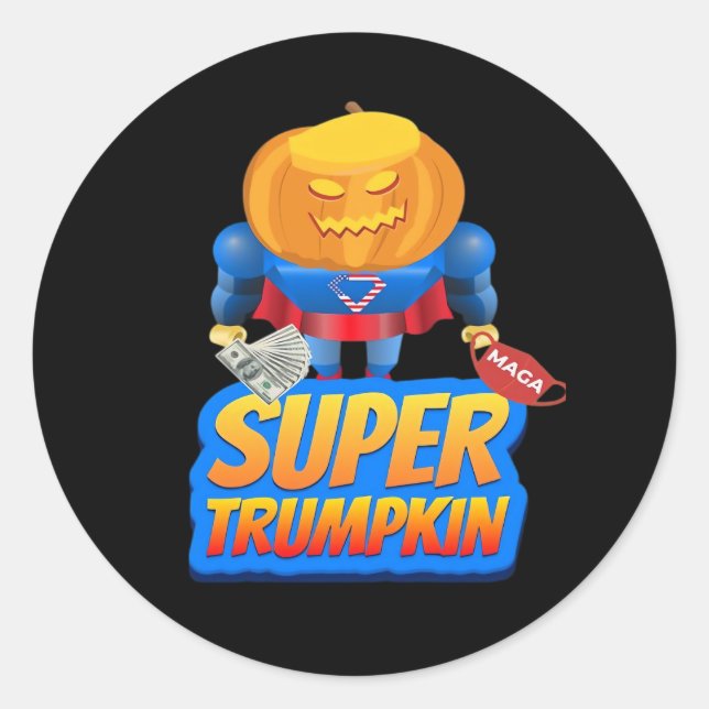 Trumpkin Funny Pumpkin Head Halloween Costume Clas Runder Aufkleber (Vorderseite)