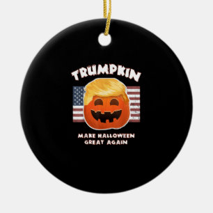 Trumpkin Funny Pumpkin Pie Pun Usa Liberals Hallow Keramik Ornament