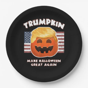 Trumpkin Funny Pumpkin Pie Pun Usa Liberals Hallow Pappteller