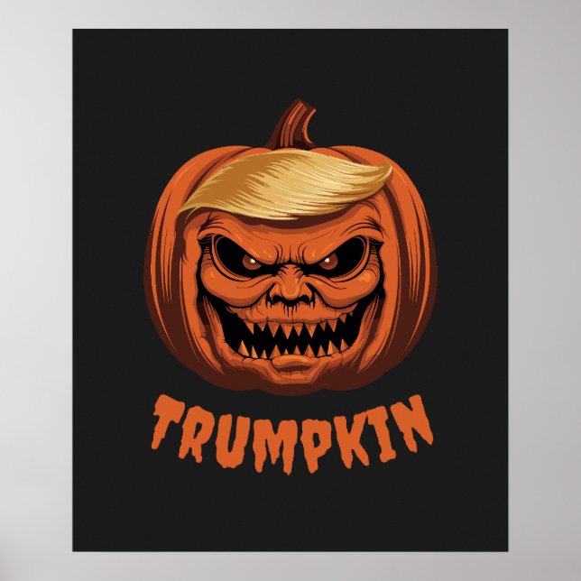Trumpkin Grinning Donald Trump Halloween Pumpkin Poster (Vorne)