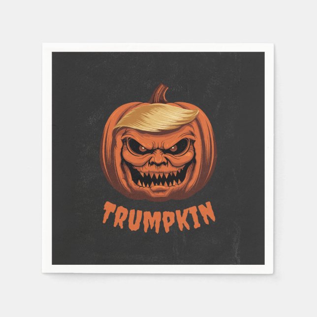 Trumpkin - Grinning Donald Trump Halloween Pumpkin Serviette (Vorderseite)