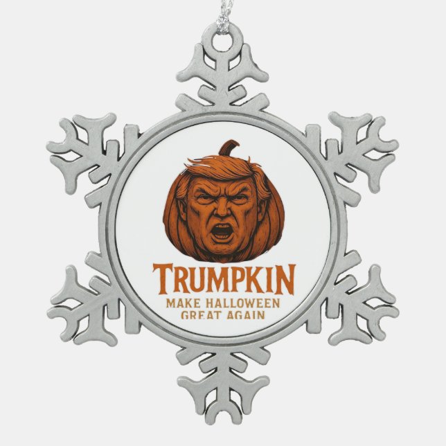 Trumpkin.. Halloween erneut groß Schneeflocken Zinn-Ornament (Vorderseite)