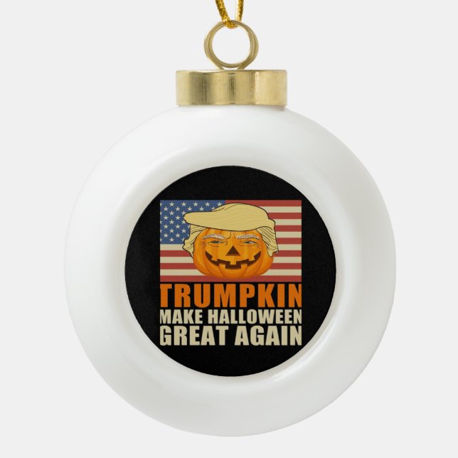 Trumpkin Halloween Funny Classic & Basic Design Keramik Kugel-Ornament (Vorderseite)