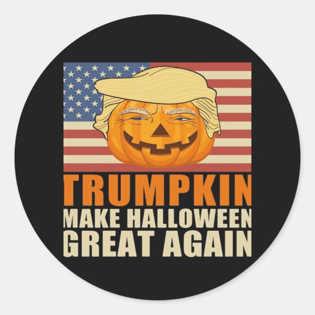 Trumpkin Halloween Funny Classic & Basic Design Runder Aufkleber (Vorderseite)