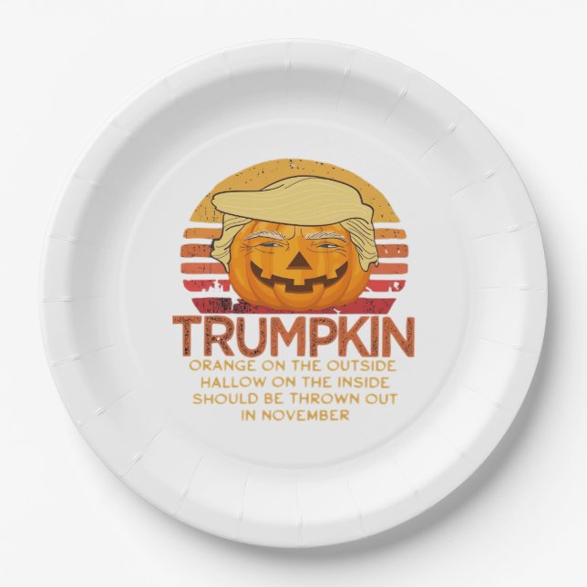 Trumpkin Halloween Funny Classic - Politischer Pum Pappteller (Vorderseite)