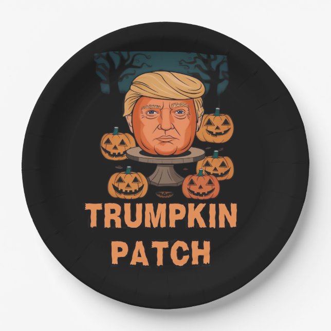 Trumpkin Halloween - Funny Political Pumpkin Desi Pappteller (Vorderseite)