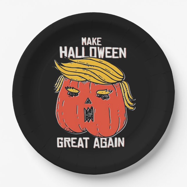 Trumpkin Halloween Great Again Classic - Retr Pappteller (Vorderseite)