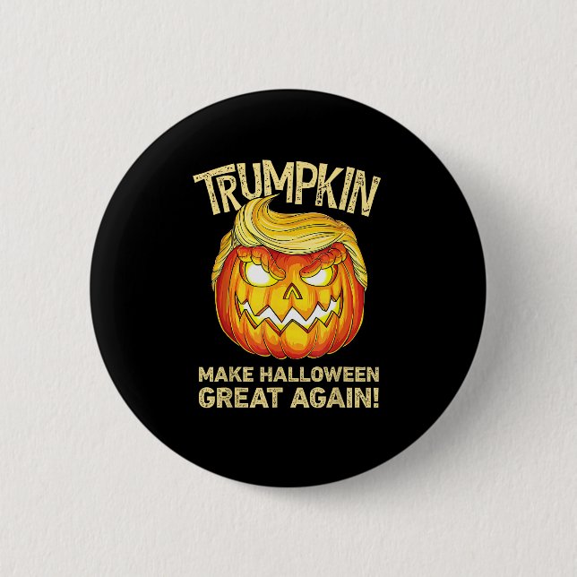 Trumpkin Halloween Great Again Funny Pumpkin Button (Vorderseite)