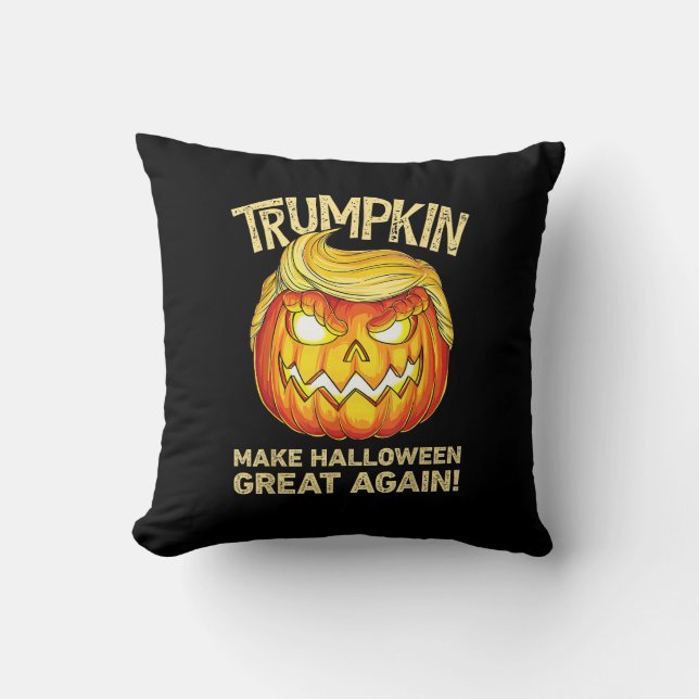 Trumpkin Halloween Great Again Funny Pumpkin Kissen (Vorderseite)