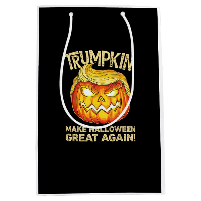Trumpkin Halloween Great Again Funny Pumpkin Mittlere Geschenktüte (Vorderseite)